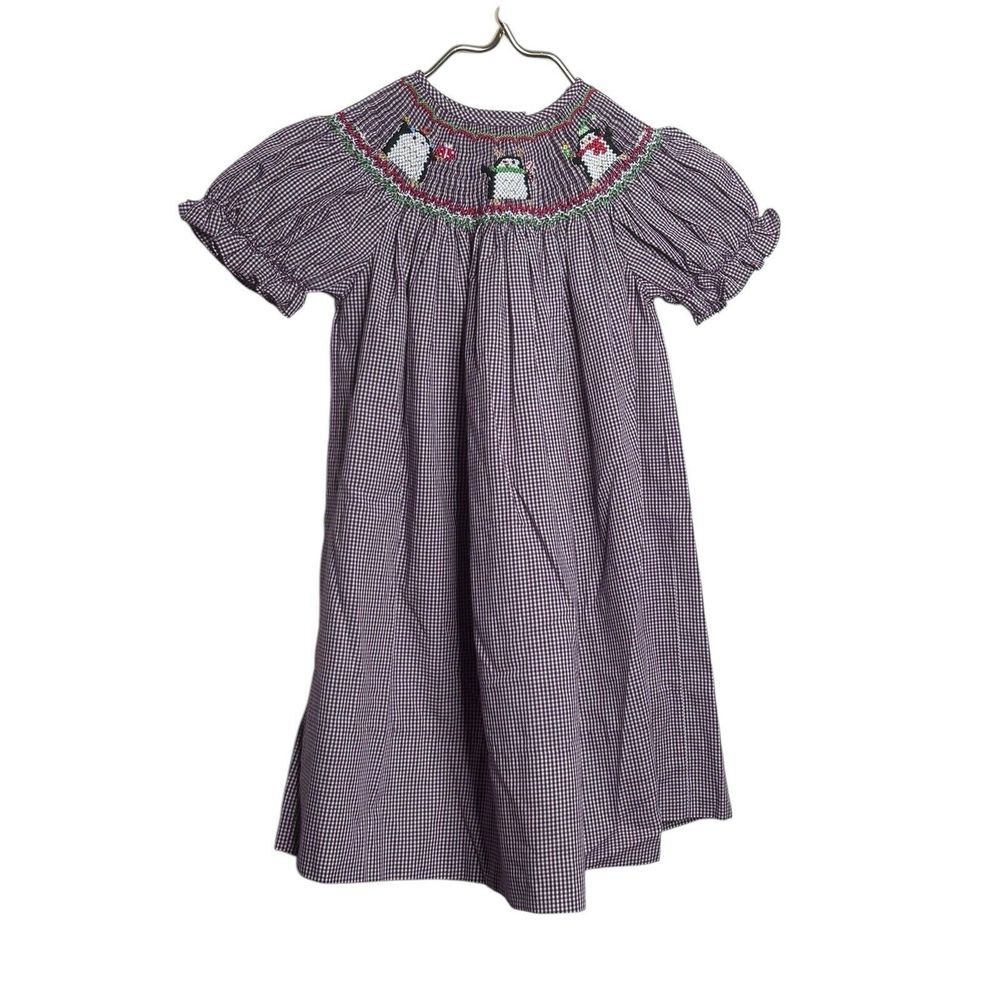ROSALINA COLLECTION Christmas Penguin Embroidered Smocked Dress Size 2T‎
